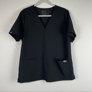 Figs Black Casma Three Pocket Short Sleeve Scrub Top